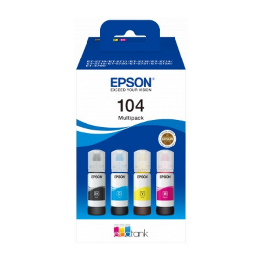 Epson 104 Pack Noir + Couleur (4) - Bouteille d'encre