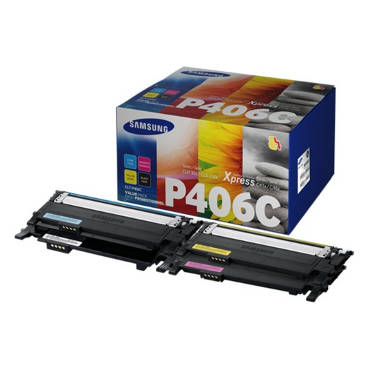 Samsung CLP360/CLX3305 Pack Noir + Couleur - Toner d'origine (CLT-P406C/SU375A)